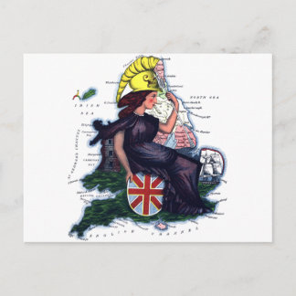 England Caricature Map Briefkaart