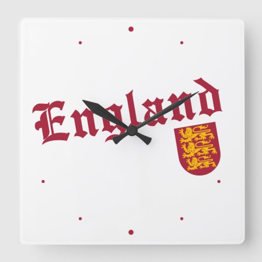England & Crest Vierkante Klok (Voorkant)