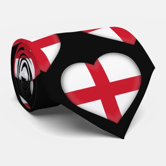 England Flag Colors Heart Pattern Stropdas (Opgerold)