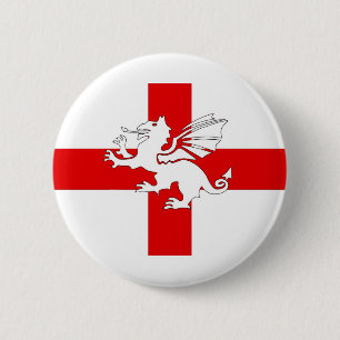 England Flag en Dragon Ronde Button 5,7 Cm