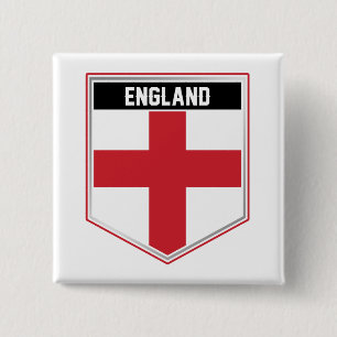 England Flag Shield Vierkante Button 5,1 Cm