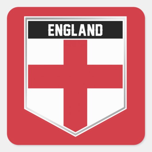 England Flag Shield Vierkante Sticker (Voorkant)