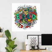 England Fun Illustration Art Poster (Thuiskantoor)