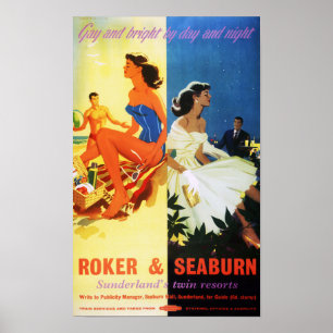 England Roker en Seaburn Restored Vintage Poster