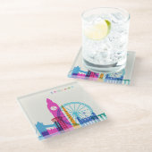 England Skyline Glazen Onderzetter (Schuin)