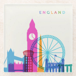 England Skyline Glazen Onderzetter