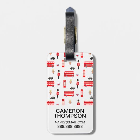 England Symbols Patroon Bagagelabel (Achterkant verticaal)