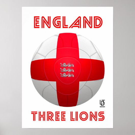 England - Three Lions Football Poster (Voorkant)