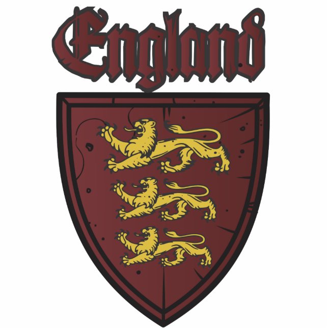 England Three Lions Wooden Shield Staand Fotobeeldje (Voorkant)