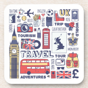 England Travel Doodles Bier Onderzetter