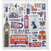England Travel Doodles Douchegordijn (Voorkant)