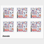 England Travel Doodles Vierkante Sticker (Vel)