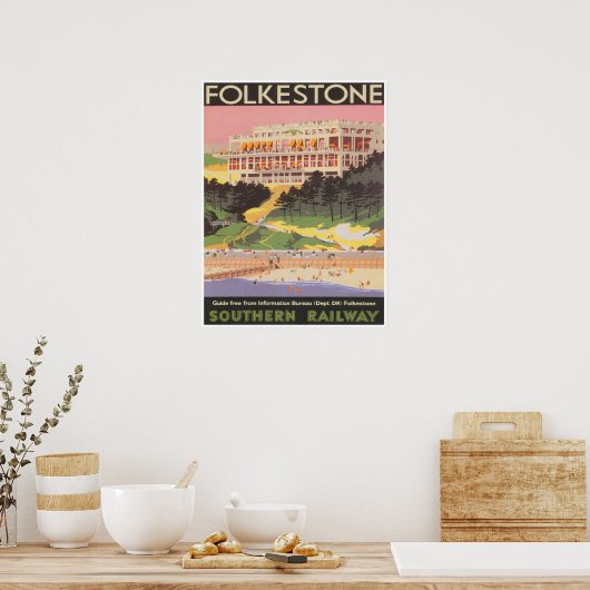 England Travel Print, Folkestone England Poster (Keuken)