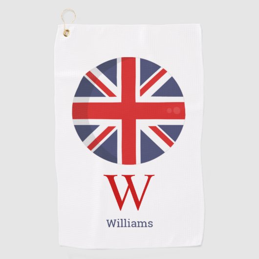 England vlag Monogram Golfhanddoek (Voorkant)