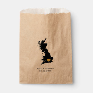 England Wedding Favor Treat Sacks, Map Gift Bags Bedankzakje