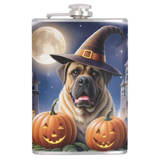 Englische Dogge Mastiff Halloween Heupfles (Voorkant)
