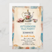 English Afternoon Tea party Invitation (Devant / Derrière)