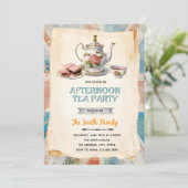 English Afternoon Tea party Invitation Kaart (Staand voorkant)