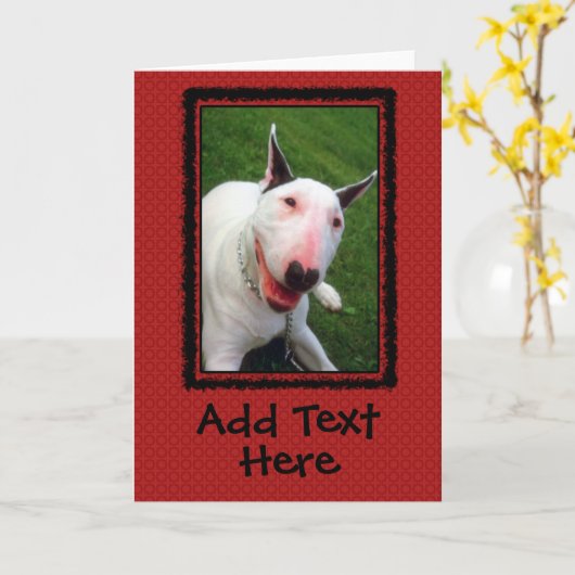 English Bull Terrier Custom Greeting Card Kaart (Gele Bloem)