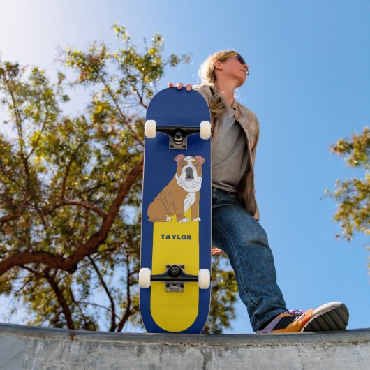 English Bulldog Graphic Personalized Skateboard (Buiten 1)