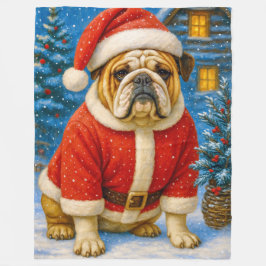 English Bulldog Holiday  Fleece Deken