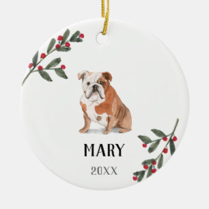 English Bulldog Personalized kerstversiering Keramisch Ornament