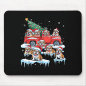 English Bulldog Riding Red Truck Ugly Sweater Chri Muismat (Voorkant)