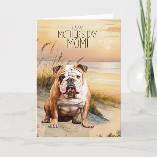 English Bulldog Sunset Beach Mother's Day Feestdagen Kaart (Voorkant)