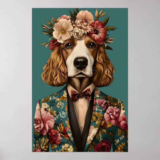English Cocker Spaniel In Suit Poster, Cocker Poster (Voorkant)