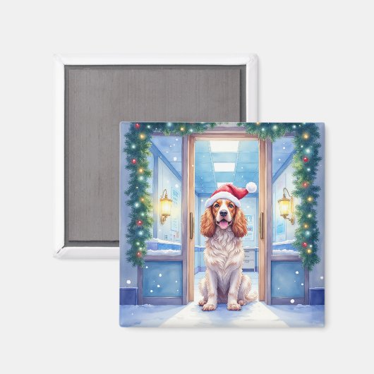 English Cocker Spaniel Nurse Station Santa Hat Magneet (Voorkant / Achterkant)