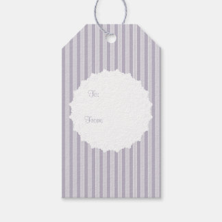 English Cottage Lilac Striped with Lace Doily Cadeaulabel
