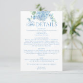 English Garden Blue Hydrangea Wedding Details Informatiekaartje (Staand voorkant)