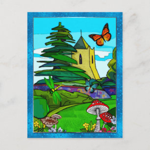 English Garden Whimsical Folk Art Briefkaart