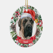 English Mastiff Custom Santa Hat Dog Ornament (Rechts)