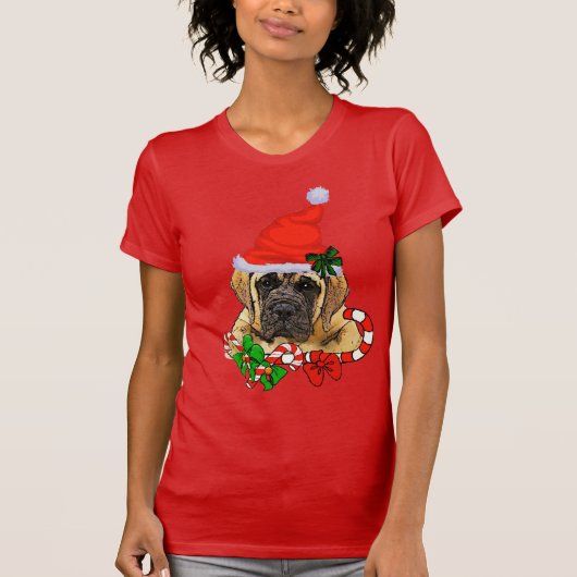 English Mastiff KerstMerry T-shirt (Voorkant)