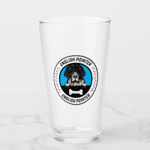 English Pointer Peeking Illustration Badge Glas