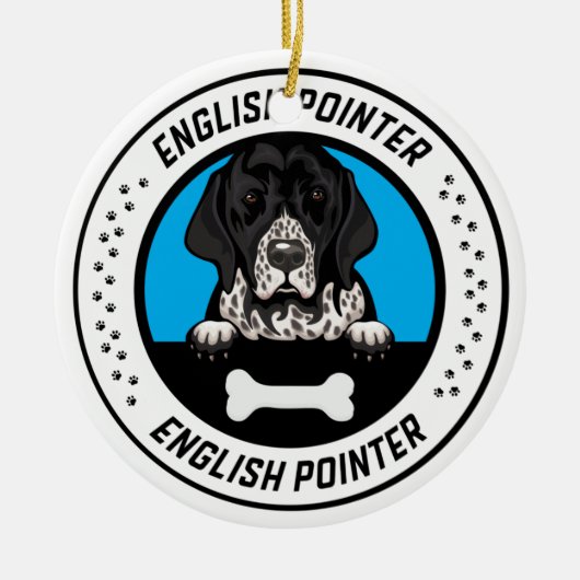 English Pointer Peeking Illustration Badge Keramisch Ornament (Voorkant)