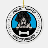 English Pointer Peeking Illustration Badge Keramisch Ornament (Achterkant)