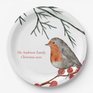 English Redborst Robin Bird Holiday Kerstmis Papieren Bordje