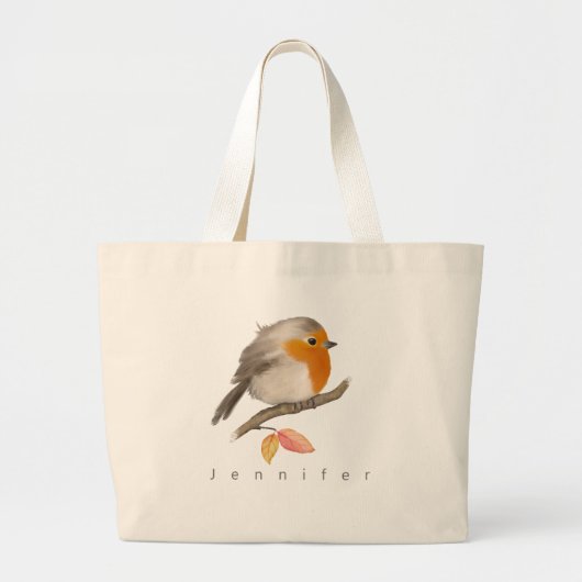 English Robin Bird Grote Tote Bag (Voorkant)