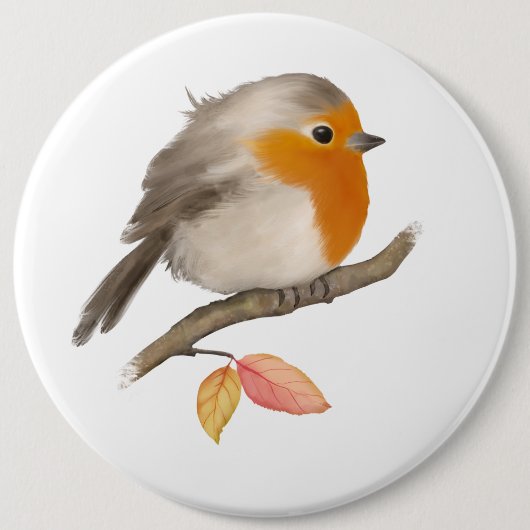 English Robin Bird Ronde Button 6,0 Cm (Voorkant)