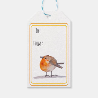 English Robin Watercolour Cadeaulabel