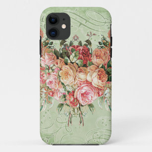 English Rose Bouquet,  in Modern Swirl Leaf iPhone 11 Hoesje
