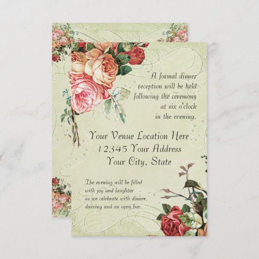 English Rose Bouquet,  in Modern Swirl Leaf Kaart (Voorkant / Achterkant)