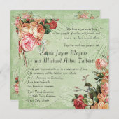 English Rose Bouquet,  in Modern Swirl Leaf Kaart (Voorkant / Achterkant)