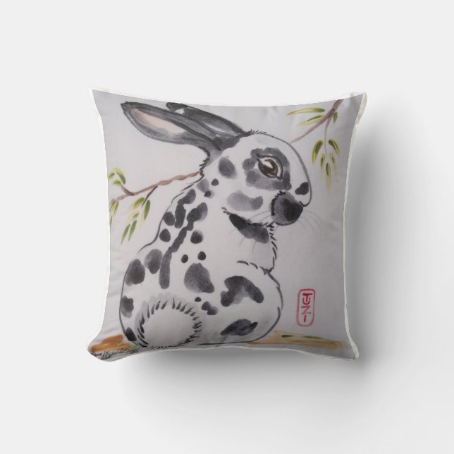 English Spot Bunny Rabbit Pillow, Oriental Design Kussen (Voorkant)