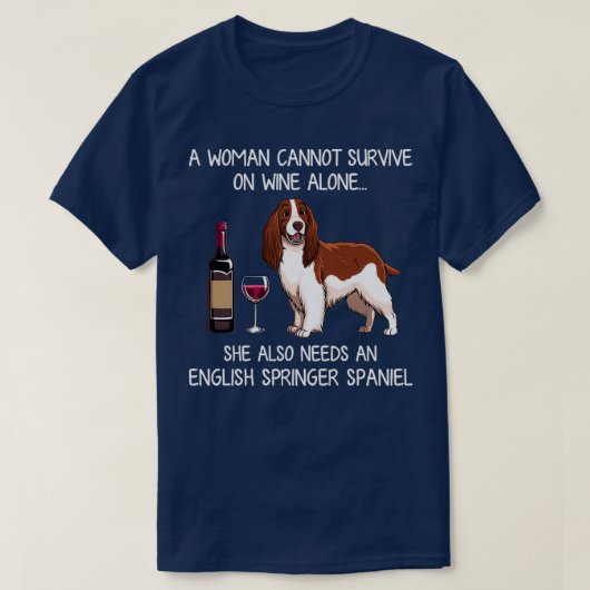 English Springer Spaniel and wine Funny dog T-shirt (Design voorkant)