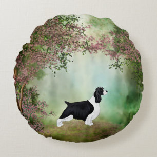 English Springer Spaniel Blossom Round Pillow Rond Kussen
