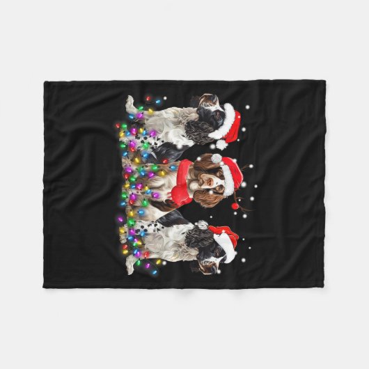 English Springer Spaniel Dog Christmas Matching Fa Fleece Deken (Voorkant (Horizontaal))
