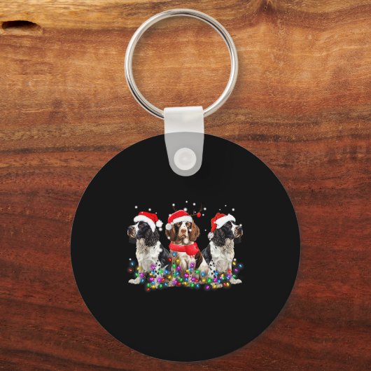 English Springer Spaniel Dog Christmas Matching Fa Sleutelhanger (Voorkant)